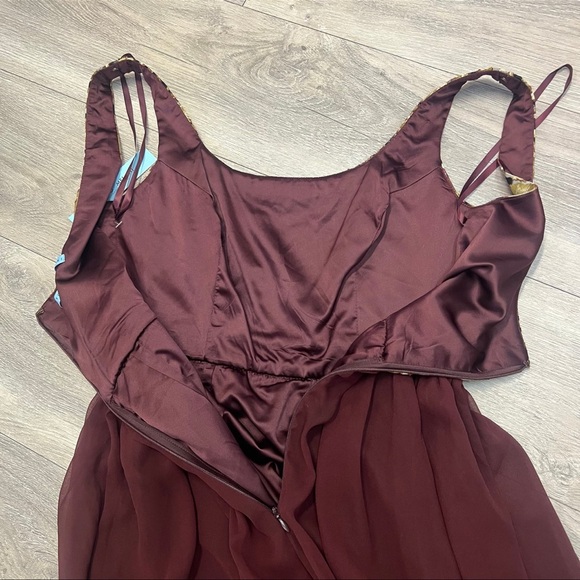 NEW Antonio Melani Burgundy Flow Sheer Layered Multicolor Top Women's Size 2 - Picture 7 of 9